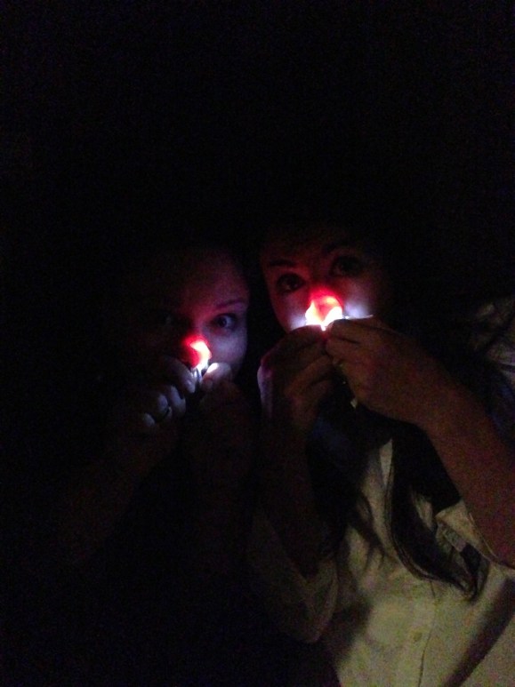 Shoot. You have to have the lights off to see the glowing part. Guess that means you can't see my face ;) 