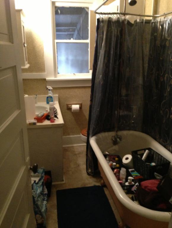 Don't judge all of the tubs, I came from a bathroom with LOTS of storage to a bathroom with NO storage. Don't worry, it's all organized now!