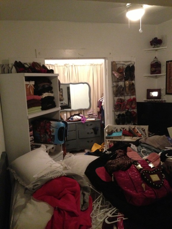 Attempting to fit everything in the place it's going to stay. Oh-so-full.