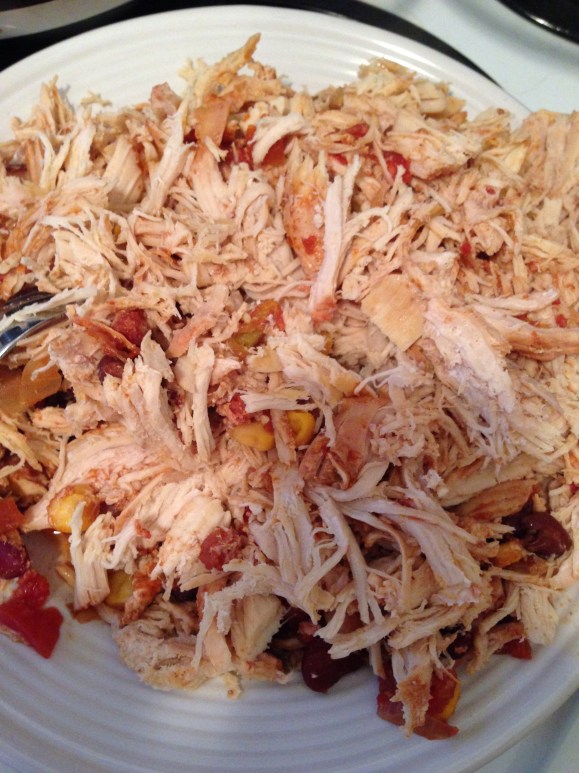 It just fell apart. Easily. With two forks. Perfectly. Cooked. Tender. Chicken.